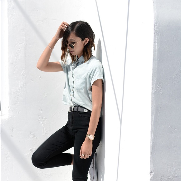 denim button front top - Picture 8 of 8